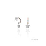 Pendientes plata de ley estrella rodiada con circonitas