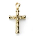 18K CRUZ ORO AMARILLO CON CRISTO HUECA 24X15 MM