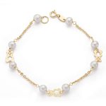 18K PULSERA ORO AMARILLO COMUNION PERLA 5,5 MM 17CM