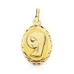 18K MEDALLA ORO AMARILLO VIRGEN NIÑA OVAL, 20X12 MM