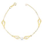 18K PULSERA ORO AMARILLO COMUNION PERLAS Y MOTIVOS, 18CM