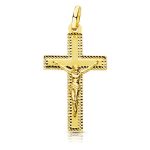 18K CRUZ ORO AMARILLO CRISTO TALLADA 27X15 MM
