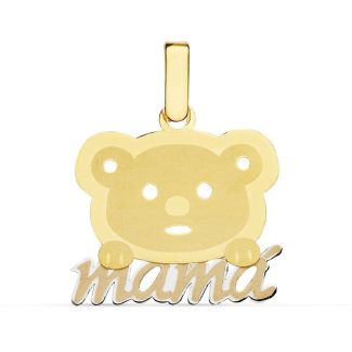 18K COLGANTE BICOLOR MAMA OSO, 21X17 MM
