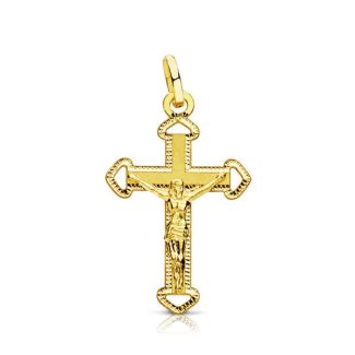 18K CRUZ ORO AMARILLO CON CRISTO, 23X14 MM
