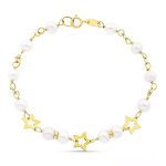 18K PULSERA ORO AMARILLO 17CM COMUNION PERLA CULTIVADA 5-5,5 MM