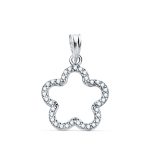 18K COLGANTE ORO BLANCO FLOR CIRCONITA 16 X 16 MM