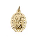 18K MEDALLA ORO AMARILLO VIRGEN NIÑA CALADA 23X14 MM
