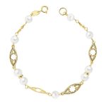 18K PULSERA ORO AMARILLO COMUNION PERLA 5 MM 17CM