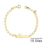 18K PULSERA NIÑA ORO AMARILLO NOMBRE 13CM CADENA BILBAO