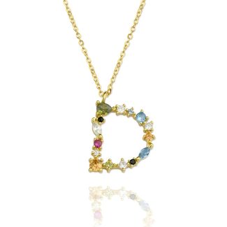 Gargantilla Inicial "D" con circonitas plata de ley