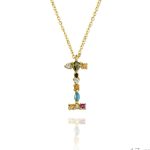 Gargantilla Inicial "I" con circonitas plata de ley