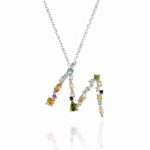 Gargantilla Inicial "M" con circonitas plata de ley