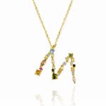 Gargantilla Inicial "M" con circonitas plata de ley