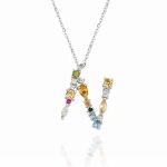 Gargantilla Inicial "N" con circonitas plata de ley