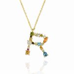 Gargantilla Inicial "R" con circonitas plata de ley