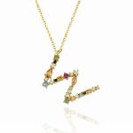 Gargantilla Inicial "W" con circonitas plata de ley