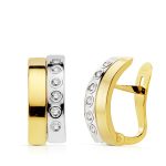 18K PENDIENTES BANDAS BICOLOR 14X5,5 MM CIERRE CATALAN