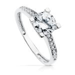 18K SOLITARIO ORO BLANCO CON CIRCONITA y 4 GARRAS CON CIRCONITA 7MM