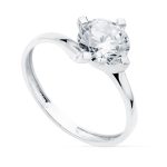 18K SOLITARIO ORO BLANCO CON 4 GARRAS Y CIRCONITA DE 7 MM