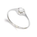 18K SORTIJA ORO BLANCO PERLA 3MM Y CIRCONITAS, ANCHO: 6,5 MM