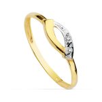18K SORTIJA ORO BICOLOR CON MOTIVO Y CIRCONITAS, ANCHO: 4,5 MM
