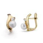18K PENDIENTES ORO AMARILLO COMUNION PERLA 12X6 MM CIERRE CATALAN
