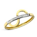 18K SORTIJA ORO BICOLOR CON CIRCONITAS CARRIL, ANCHO 10 MM