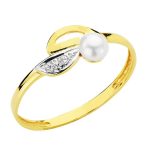 18K SORTIJA ORO BICOLOR MOTIVO CALADO CON PERLA DE 3,5 MM Y CIRCONITAS, ANCHO: 7 MM