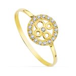18K SORTIJA ORO AMARILLO MOTIVO REDONDO CALADO CON CIRCONITAS, ANCHO: 9 MM