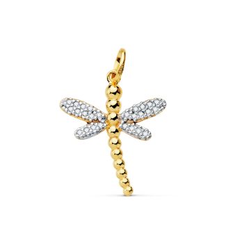 18K COLGANTE BICOLOR LIBELULA 21X17 MM