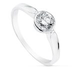 18K SOLITARIO ORO BLANCO CIRCONITA CHATON 4,5 MM