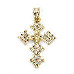 18K CRUZ ORO AMARILLO CANJAYAR CIRCONITA 31X22 MM