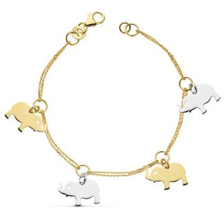 18K PULSERA BICOLOR ELEFANTES 19CM