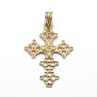 18K CRUZ ORO AMARILLO CANJAYAR, 31X22 MM