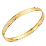18K PULSERA ARO TALLADO LABRADO Y MATIZADO ORO AMARILLO MEDIDA INTERIOR 63 MM ANCHO TOTAL 7 MM SIN CIERRE