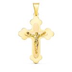 18K CRUZ ORO AMARILLO CON CRISTO EN BRILLO 32X22 MM