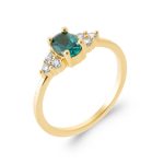 Sortija Plaqué de oro piedra color