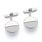 18K GEMELOS ORO BLANCO MATE Y BRILLO 15X15 MM