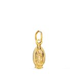 18K MEDALLA ORO AMARILLO VIRGEN DE GUADALUPE MEXICO SILUETA MATIZADA 14 X 6 MM