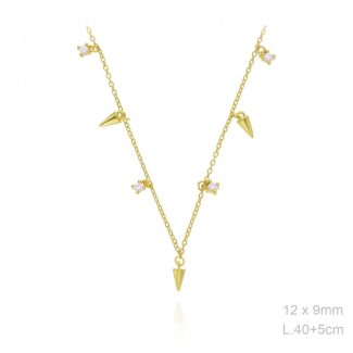 Gargantilla plata pinchos con circonitas