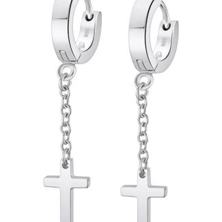 Pendientes cruz Lotus Style Men´s In Black acero.