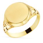18K SELLO ORO AMARILLO CON TALLADOS LATERALES, CABEZA REDONDA MATIZADA 12 MM