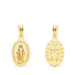18K MEDALLA ORO AMARILLO VIRGEN DE LA MILAGROSA OVAL MATIZADA 15X10 MM