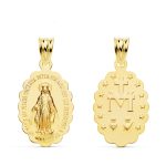18K MEDALLA ORO AMARILLO VIRGEN DE LA MILAGROSA OVAL MATIZADA 23,5X15 MM