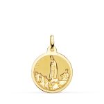 18K MEDALLA ORO AMARILLO VIRGEN DE FATIMA BRILLO 18 MM