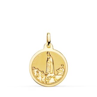 18K MEDALLA ORO AMARILLO VIRGEN DE FATIMA BRILLO 18 MM