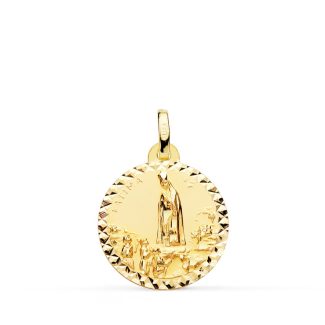 18K MEDALLA ORO AMARILLO VIRGEN DE FATIMA TALLA CRUZADA 18 MM