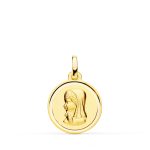 18K MEDALLA ORO AMARILLO VIRGEN NIÑA BISEL 16 MM