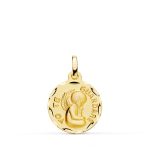 9K MEDALLA ORO AMARILLO TALLADA ANGEL " YO TE GUARDARE " 16 MM