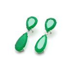 Pendiente largo piedra color esmeralda plata de ley